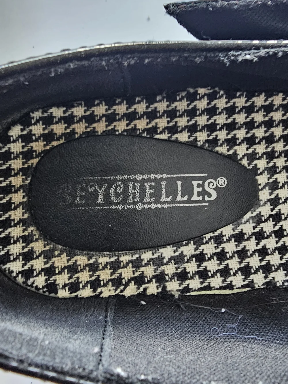 Seychelles Black Patent Mary Jane Platform Shoes with Houndstooth Lining